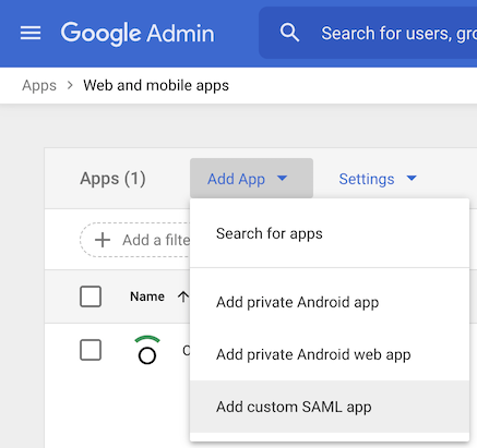 Google App Admin page