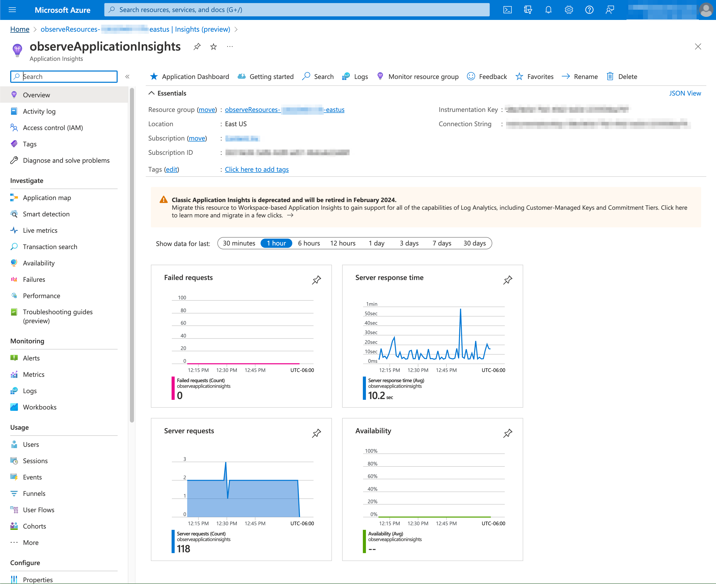 Review Observe Application Insights