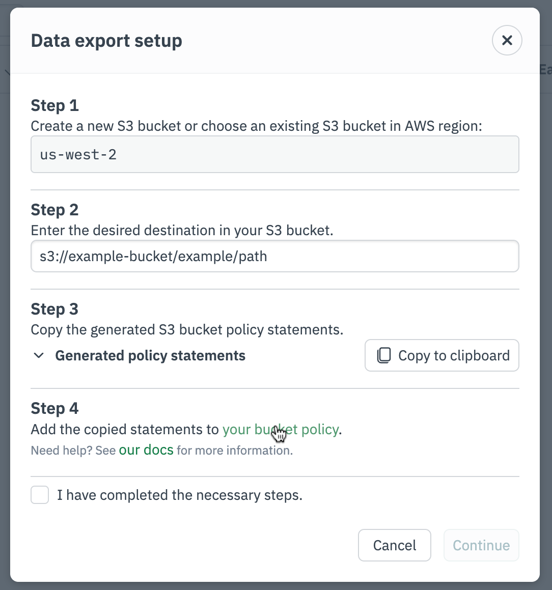 Edit Bucket Policy Link