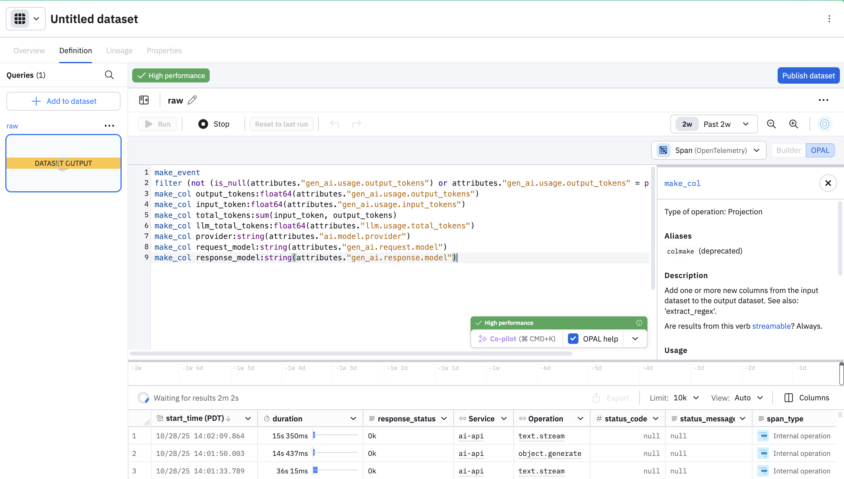 Dataset detials when creating a new Dataset from a Worksheet