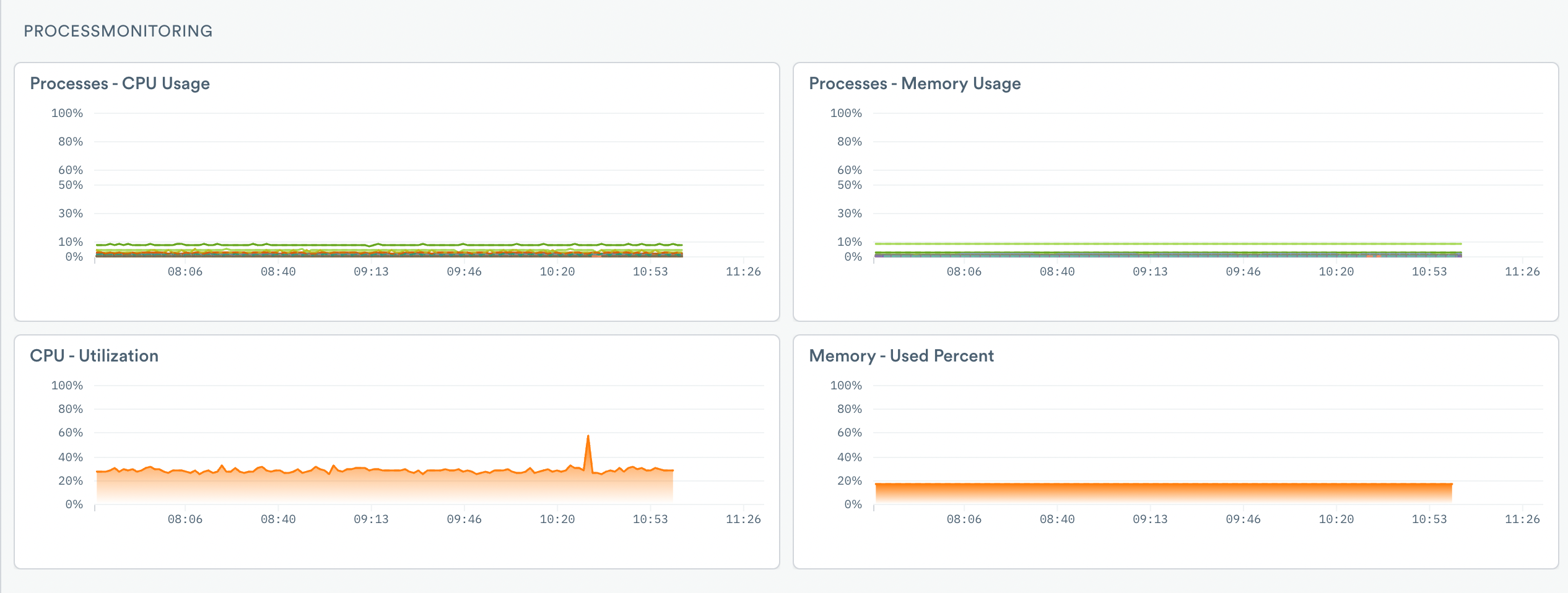 Process monitoring is one of the many dashboards you can use from the Host Monitoring Application