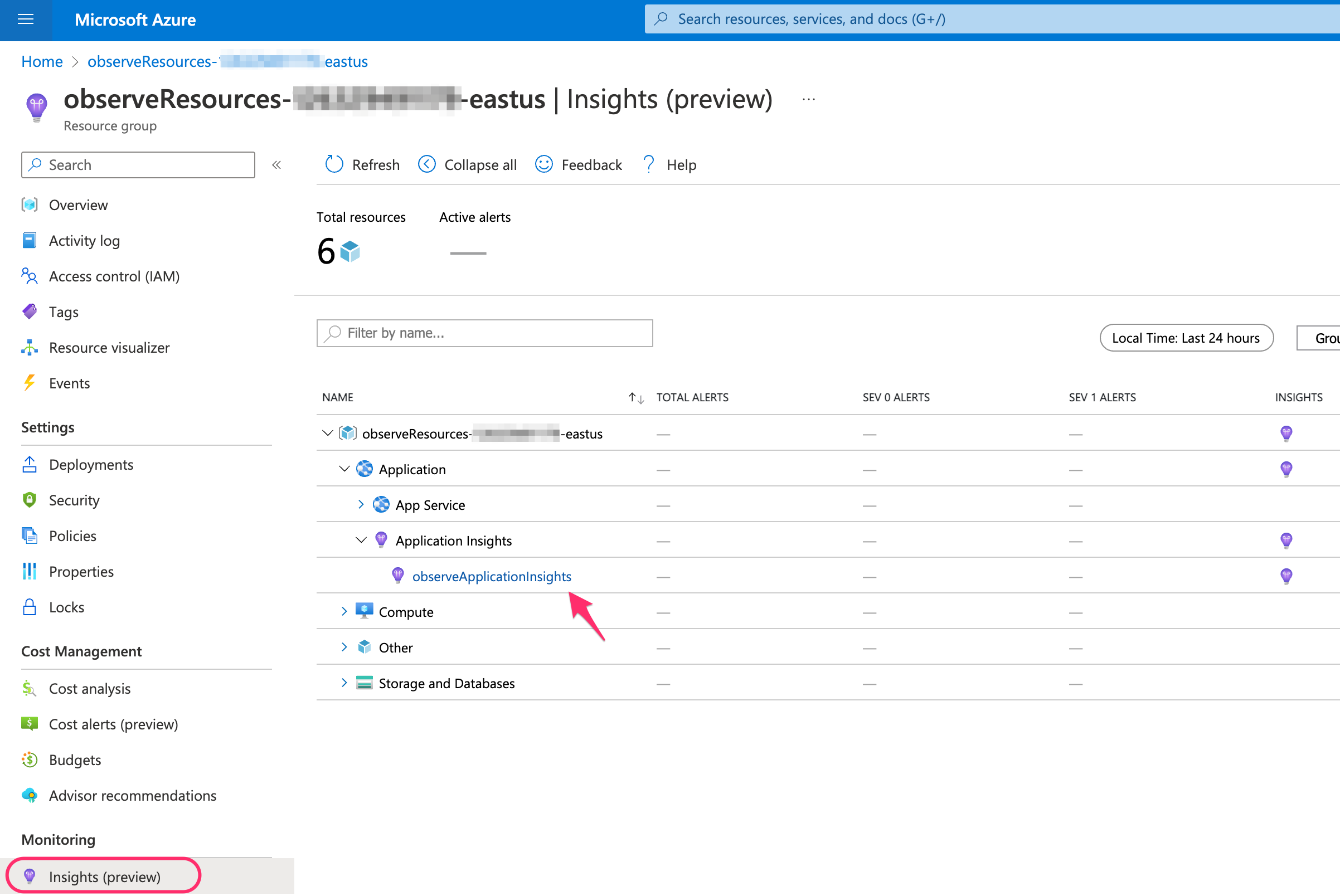 Select Application Insights Inside Your Resource Group