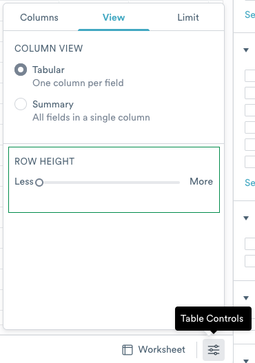 Adjusting the row height in a Dataset table