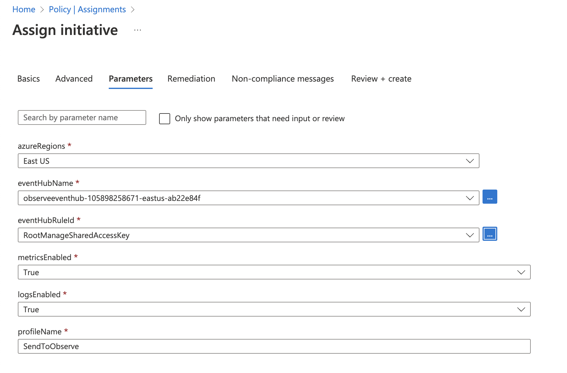 Initiative Assignment Full Parameter Listing