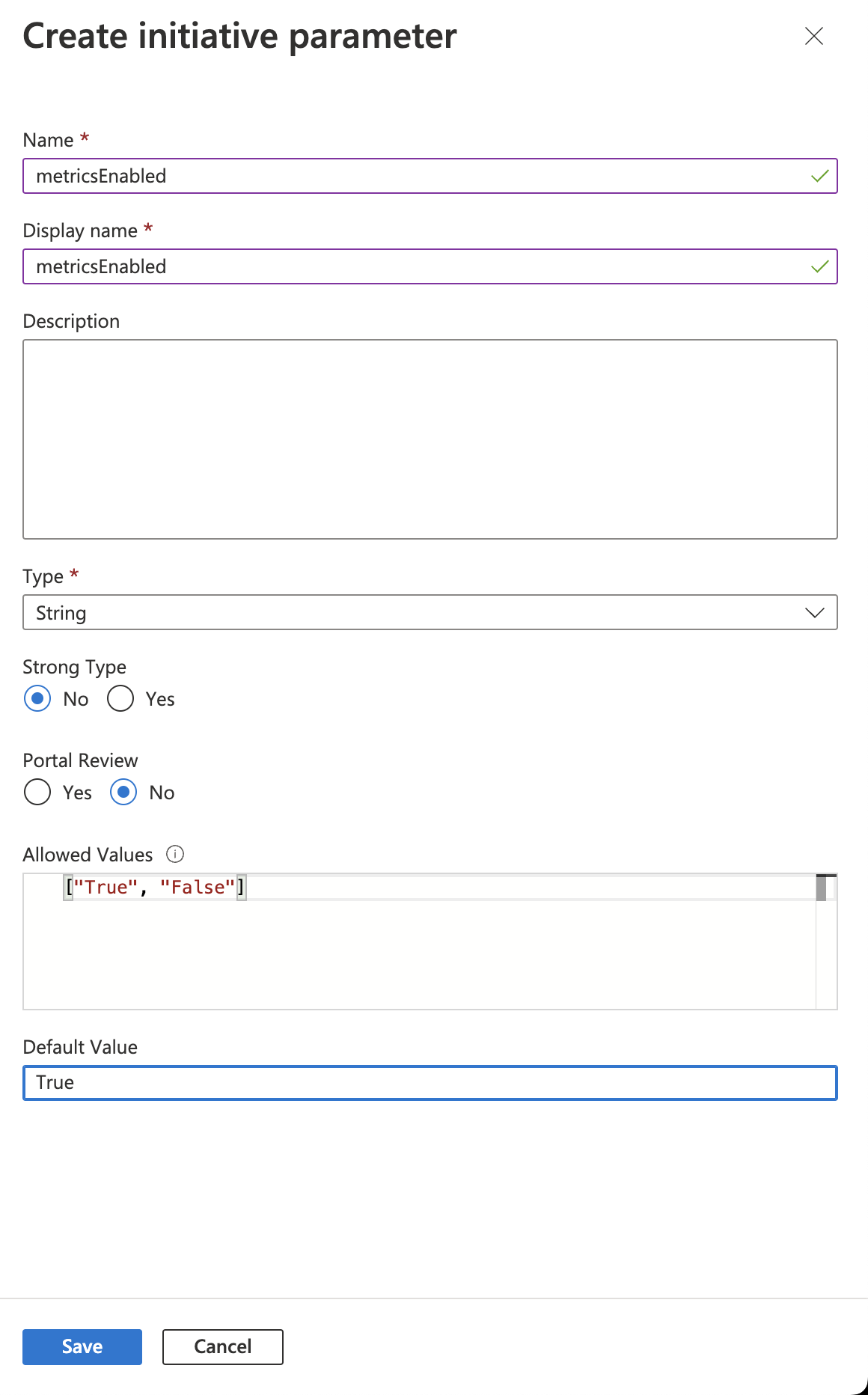 Initiative Parameter Metrics Enabled