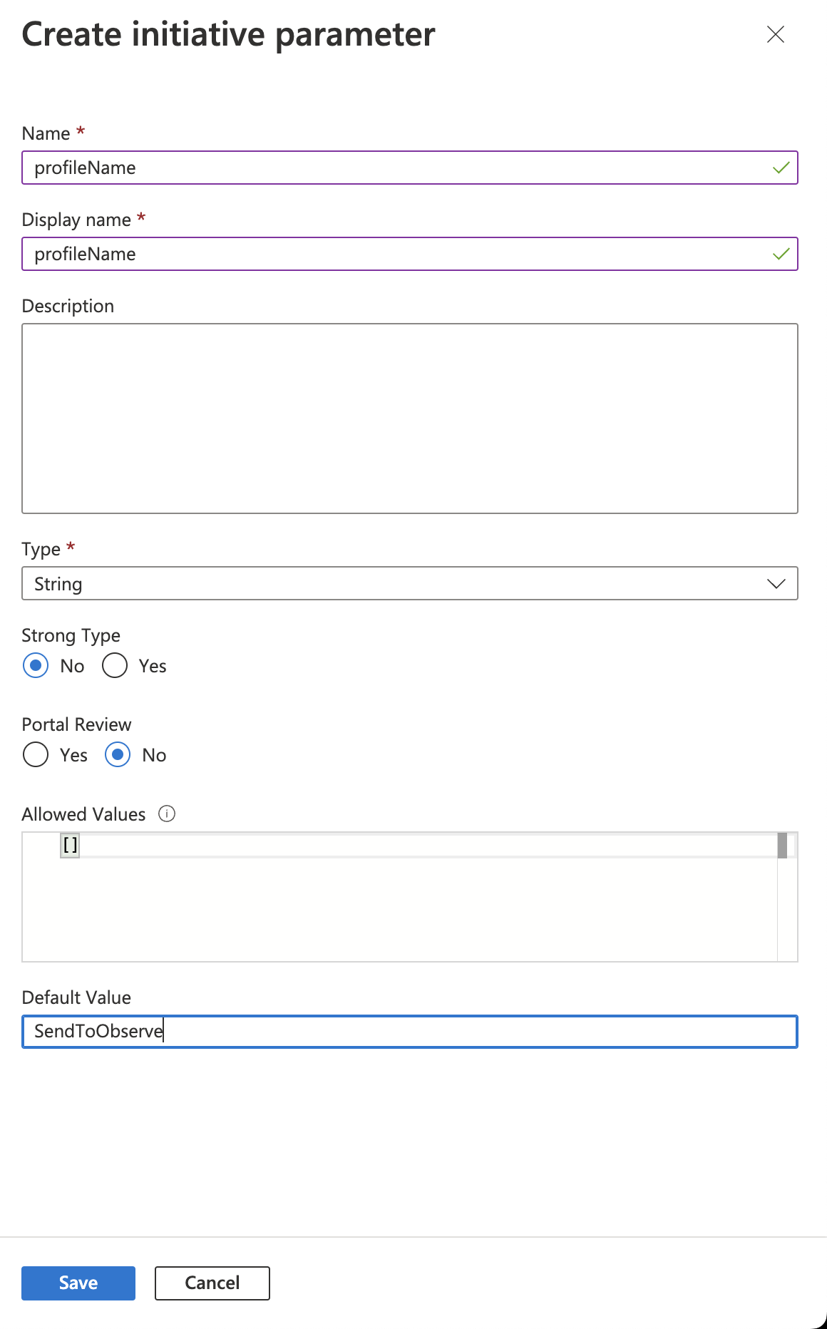 Initiative Parameter Profile Name