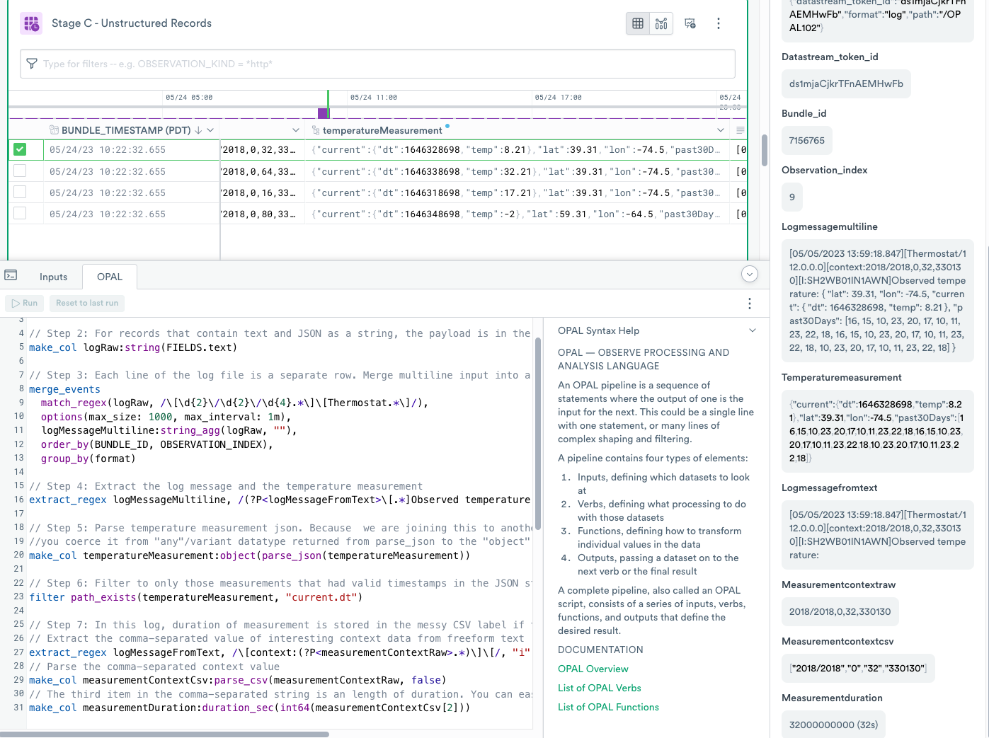Adding OPAL code in the OPAL console