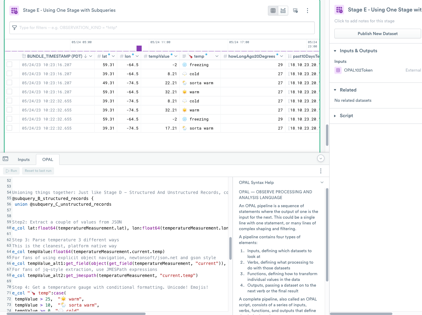 Adding OPAL code in the OPAL console
