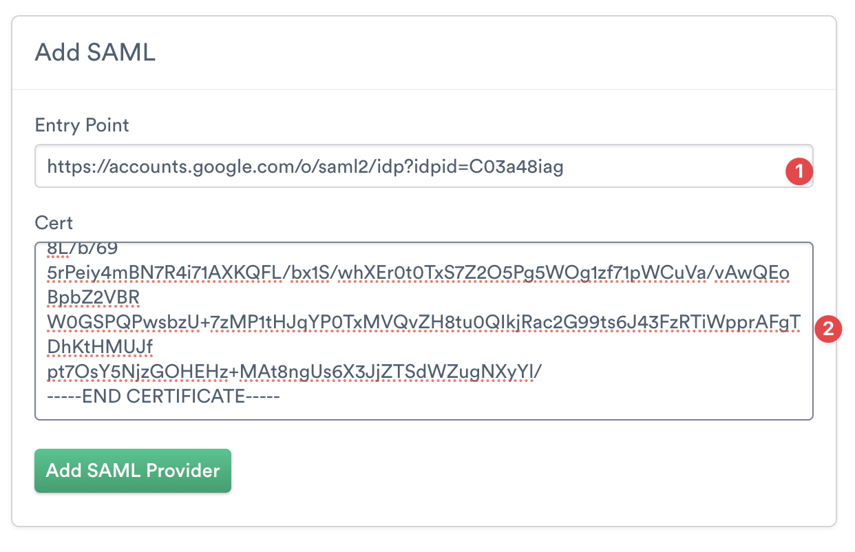Observe SAML configuration