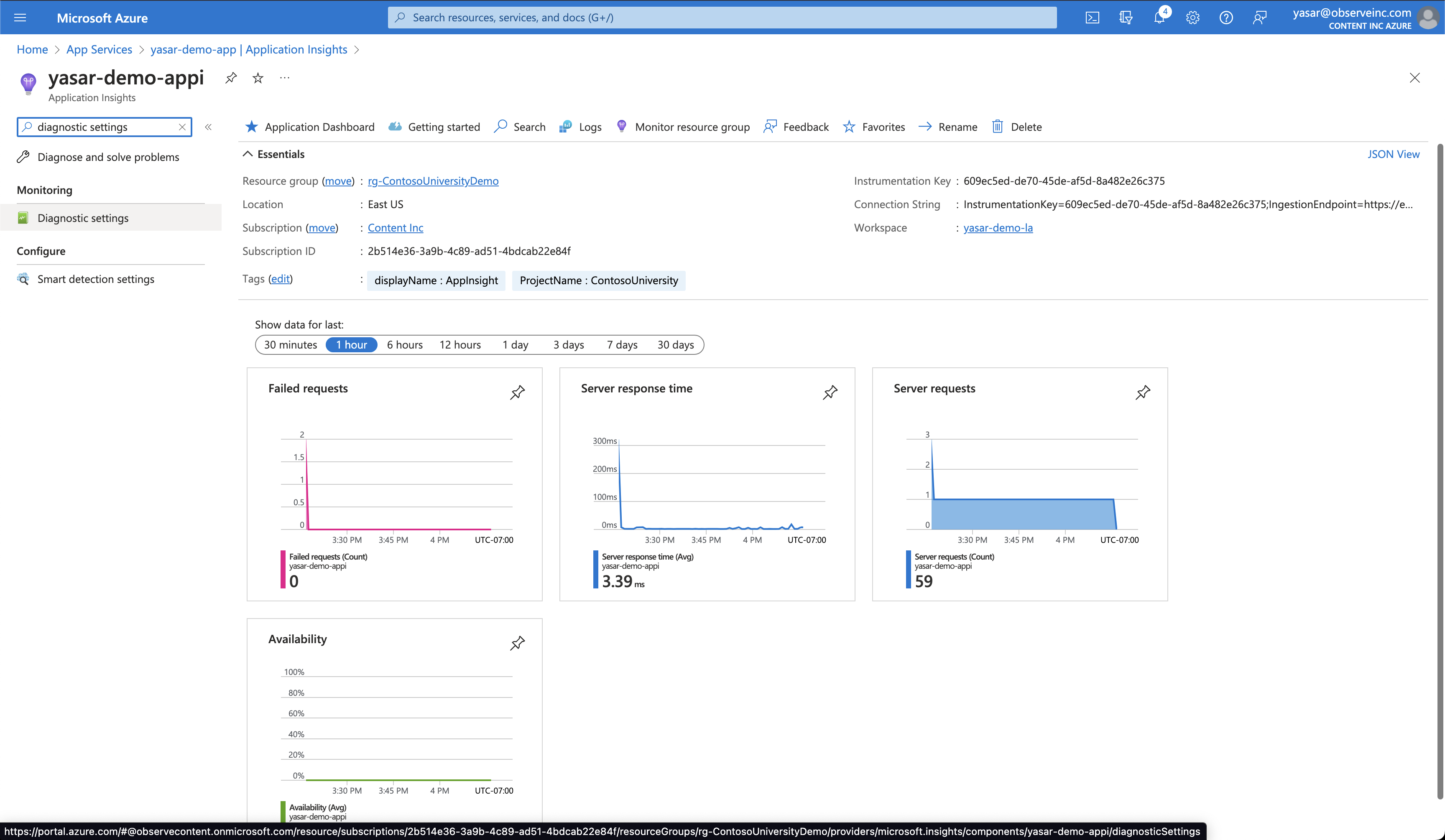Search for Diagnostic Settings