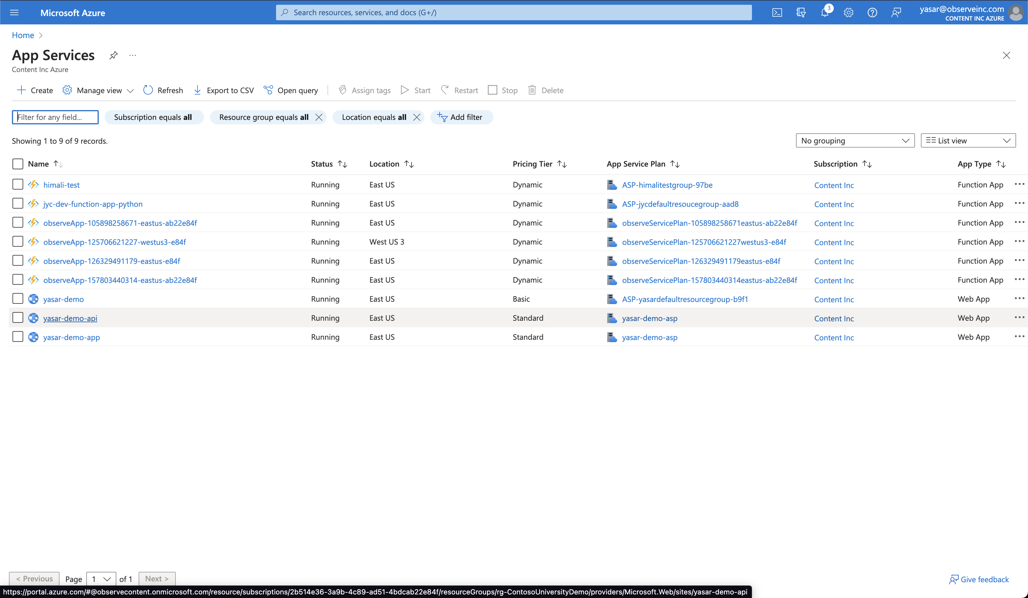 Select App Service