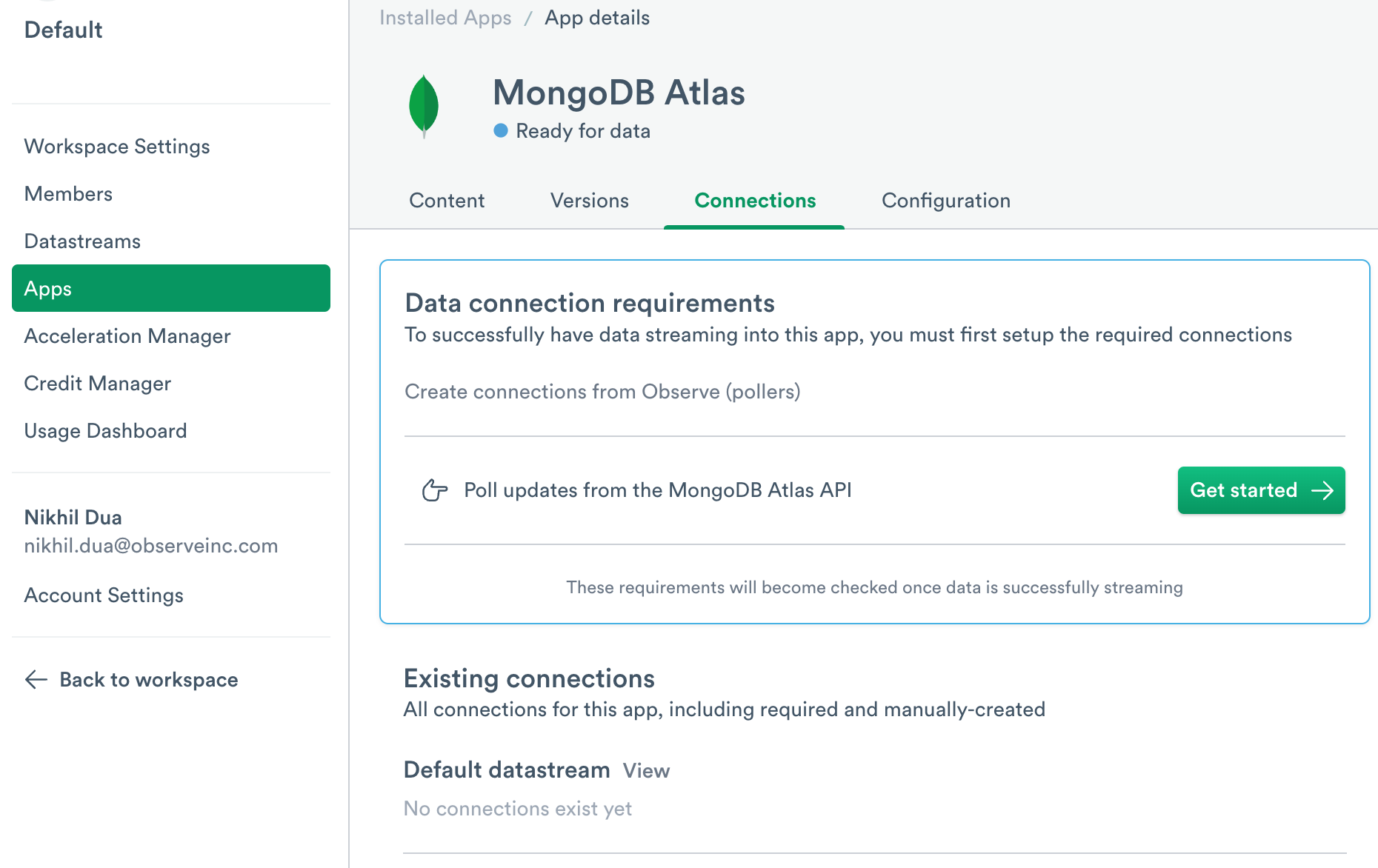 MongoDB app installation page