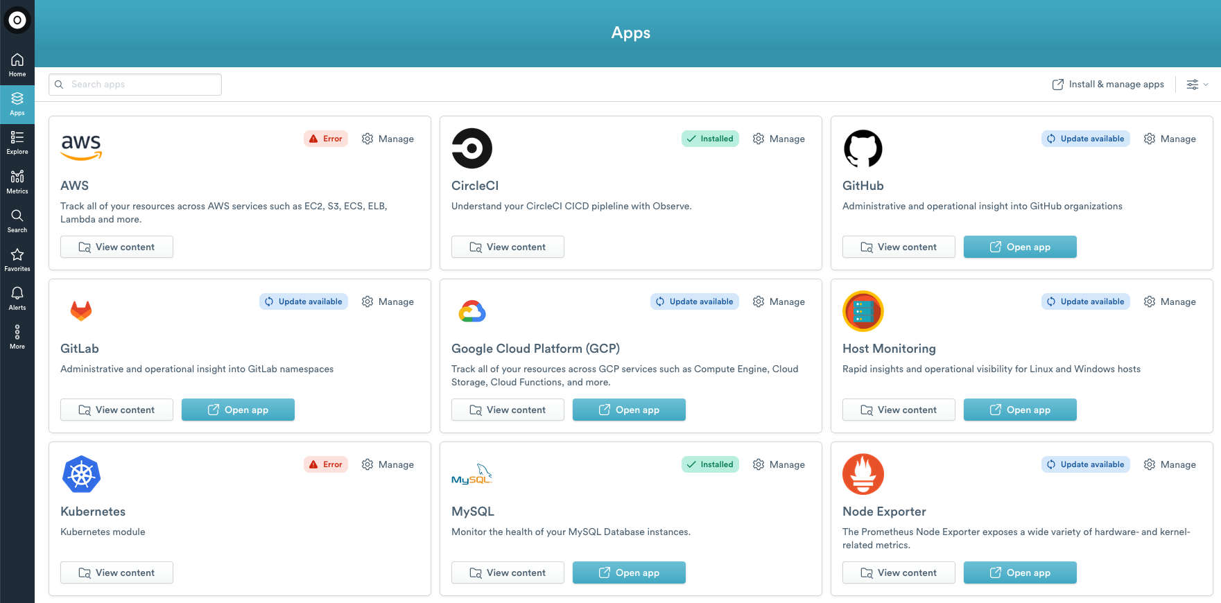 Apps page in Workspace Settings.