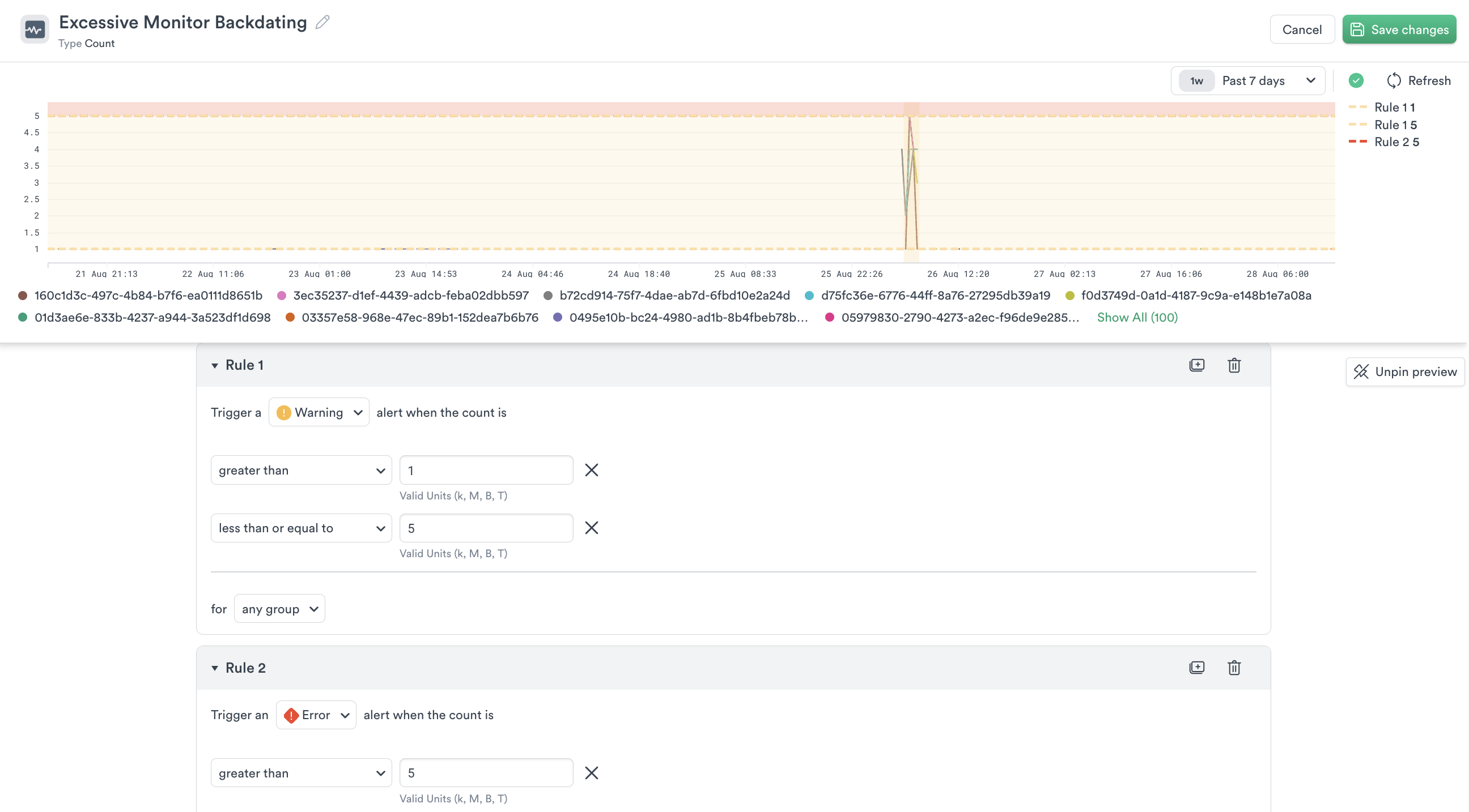 Configure the Count monitor rules