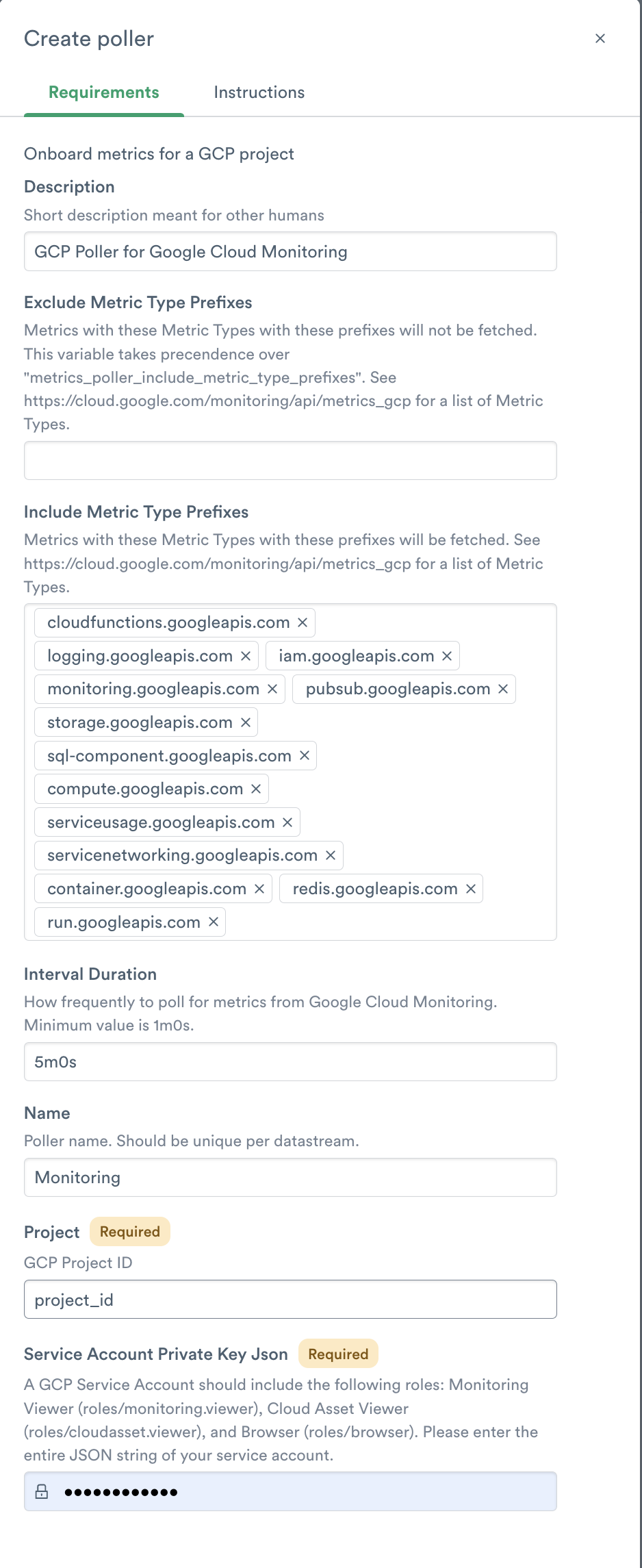 Create Poller for GCP integrations with Observe