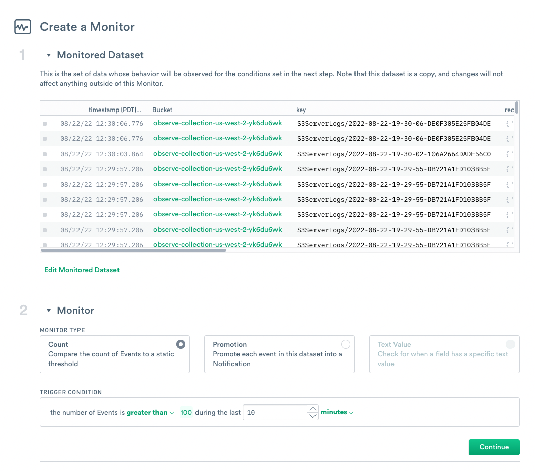 Configure a count monitor