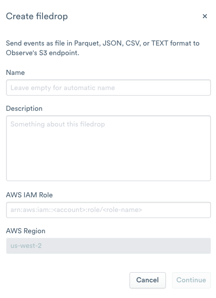 Creating a Filedrop in Observe