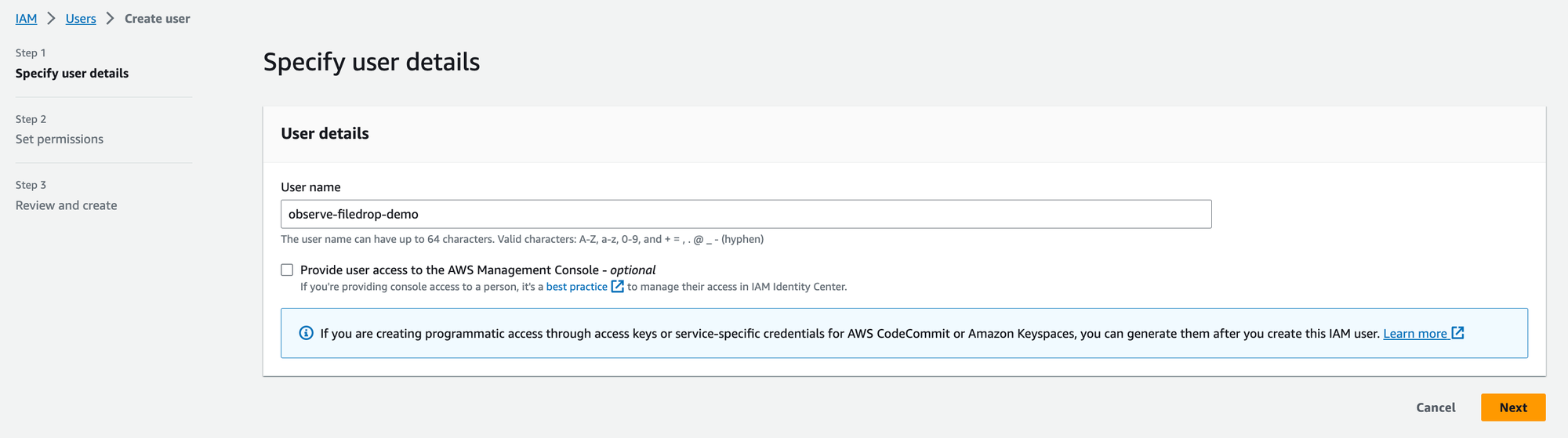 Creating an AWS IAM User