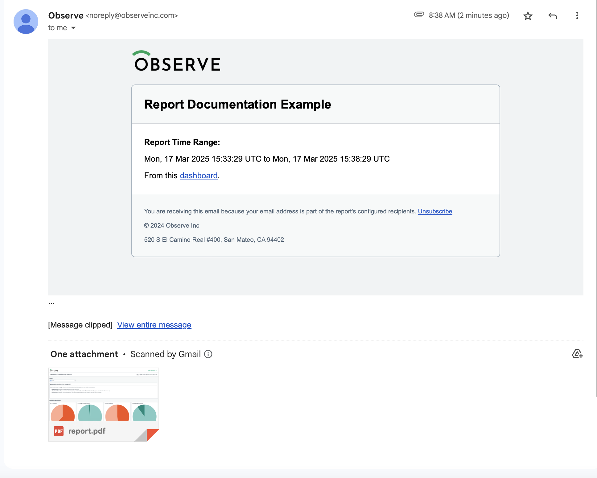 Dashboard Create Report Button