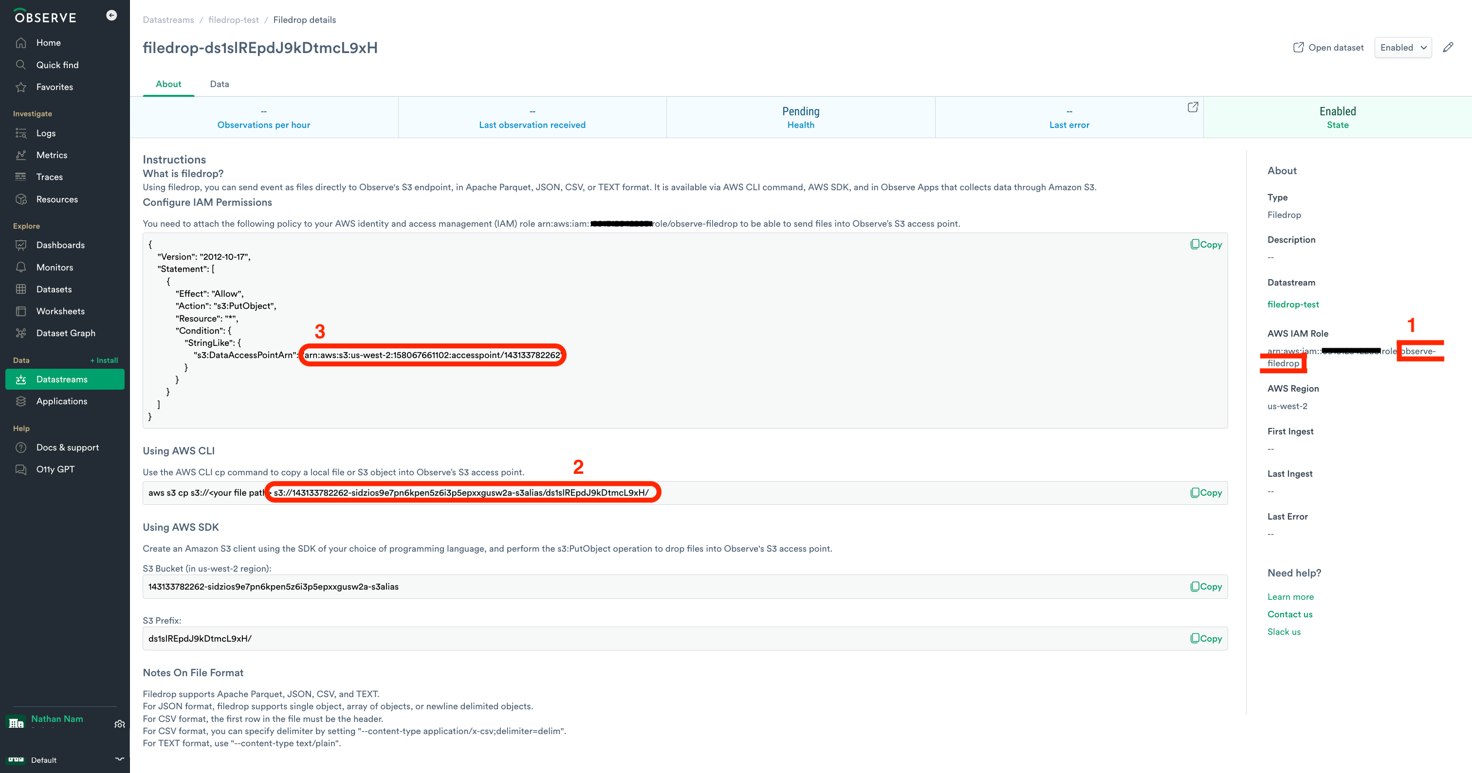 Filedrop config