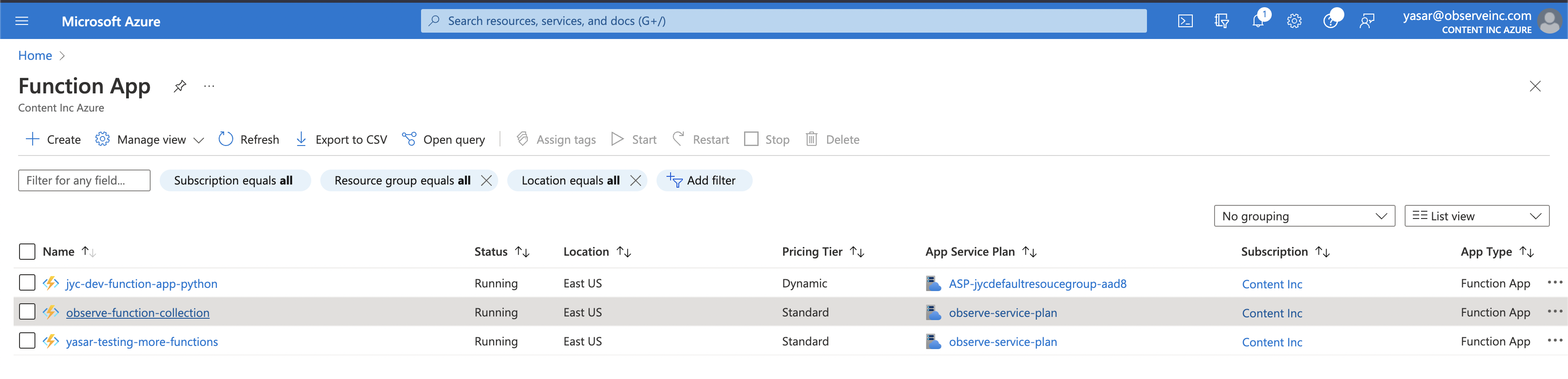 Search for Function App