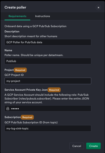 Pub/Sub poller for Pub/Sub subscriptions for Observe