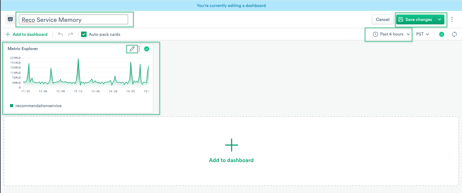 My first dashboard with metrics explorer