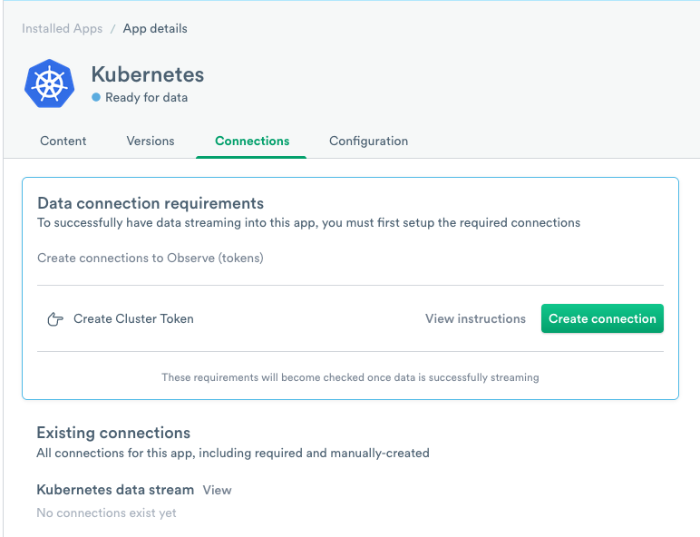 Installing Kubernetes using the Observe app