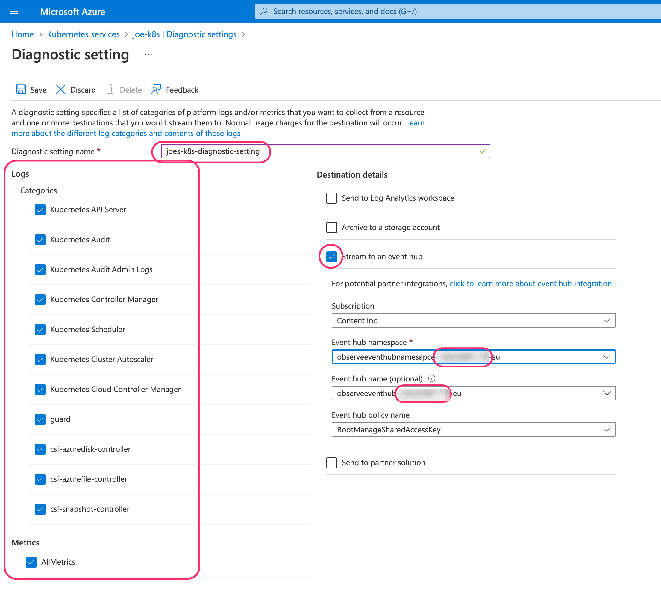 Diagnostic Settings