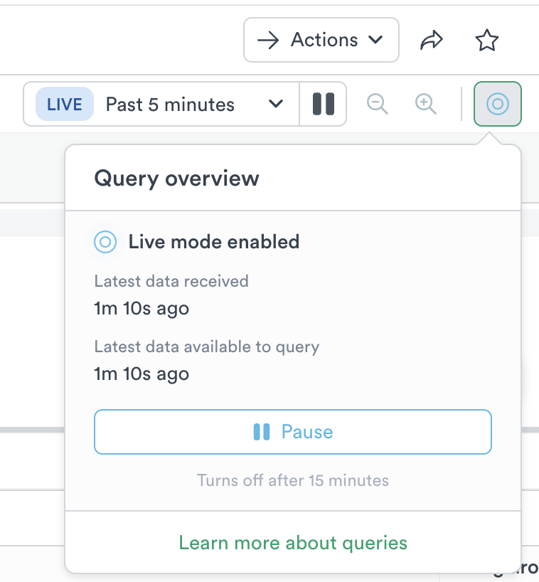 Live Mode Query Details