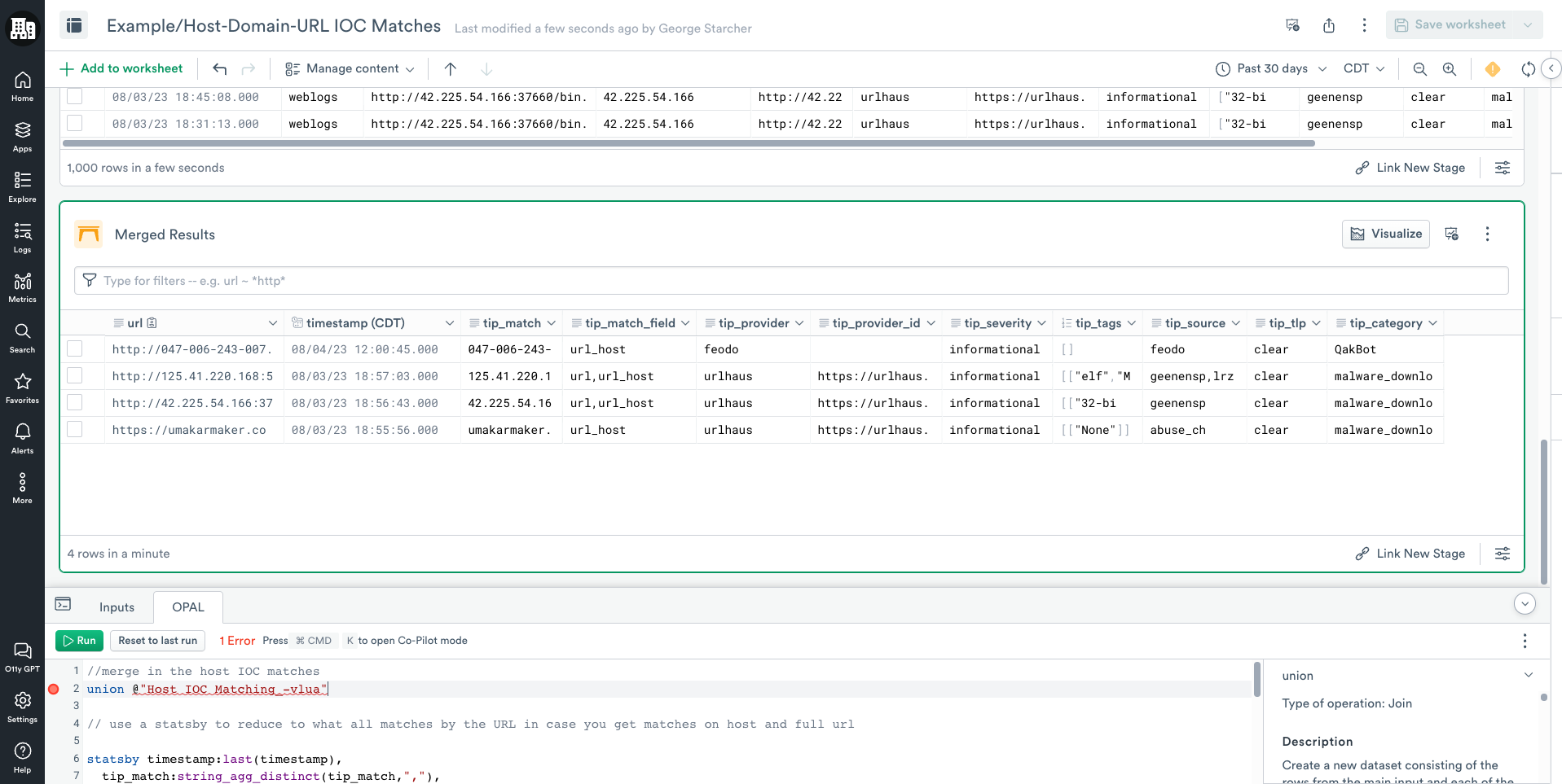 Merged Value IOC Matches