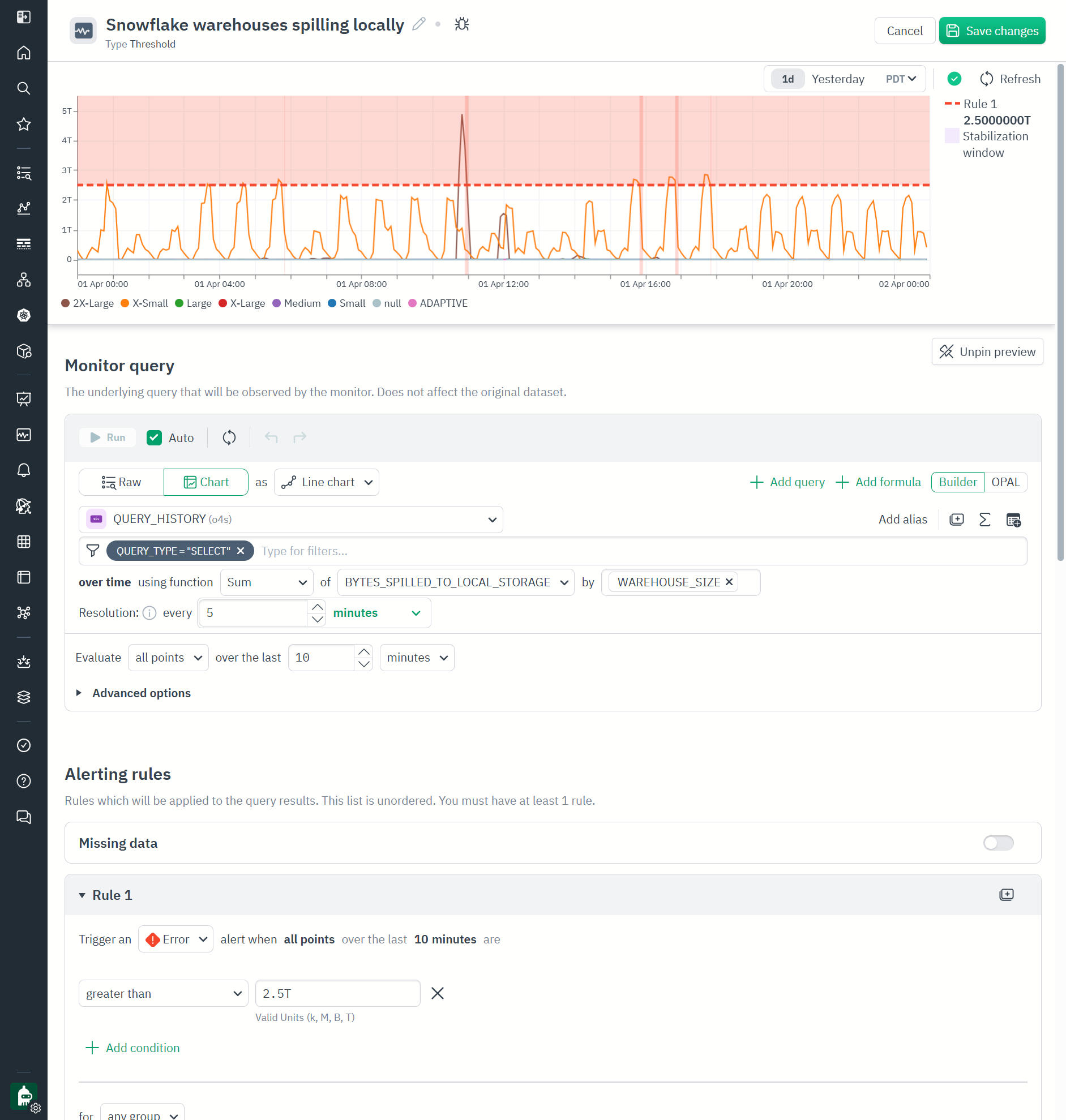 Observe For Snowflake - Log Explorer to Monitor