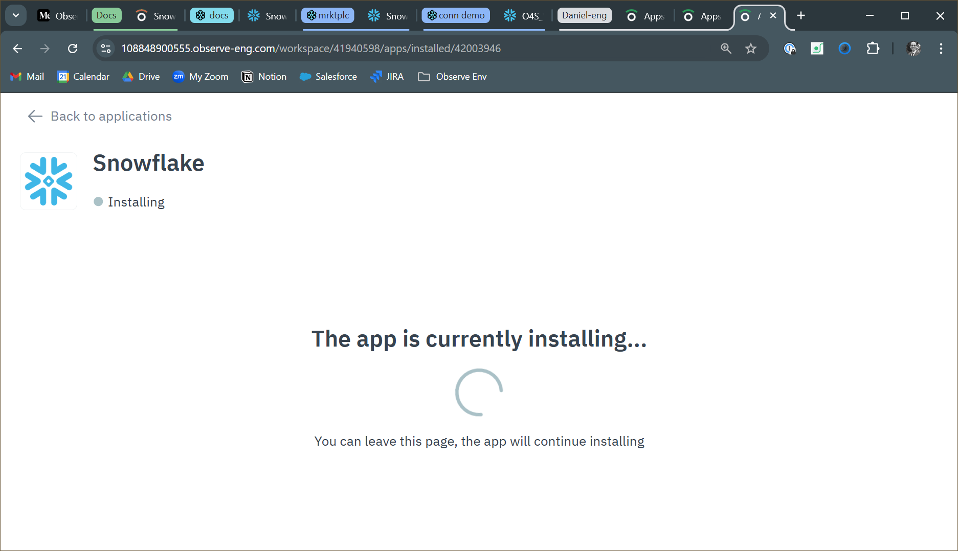 Observe For Snowflake - Install Integration in Observe