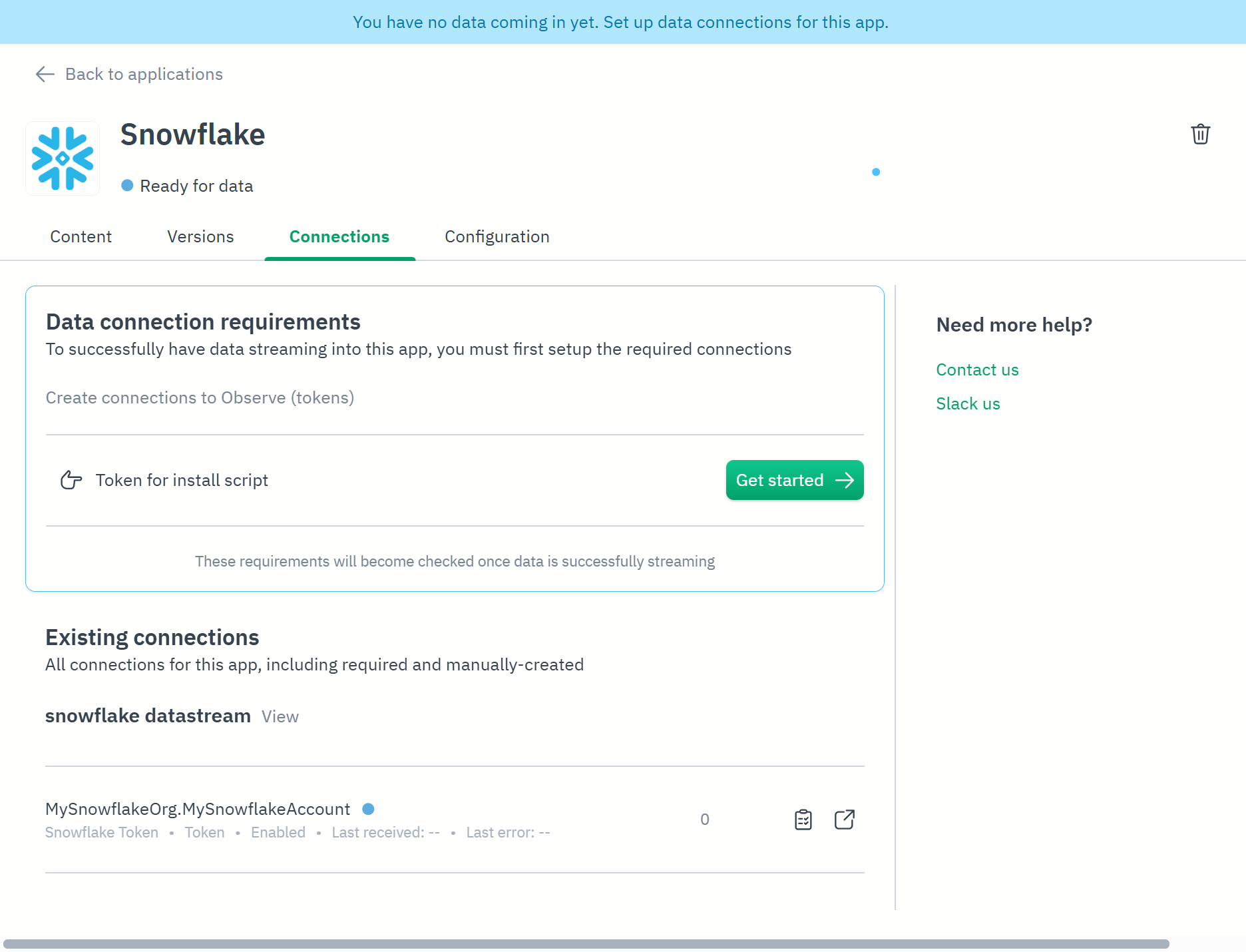 Observe For Snowflake - Install Integration in Observe