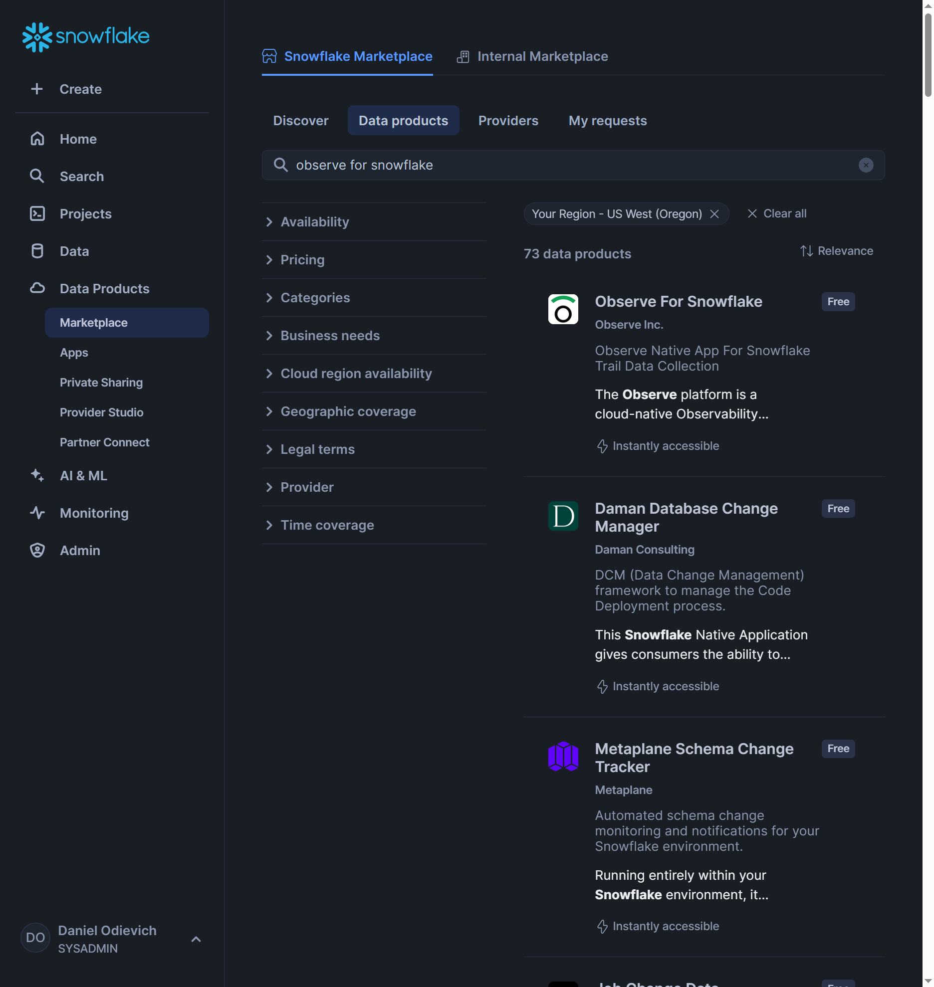 Observe For Snowflake - Find Marketplace Listing