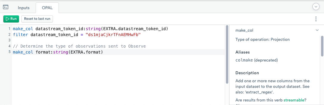 Adding OPAL code in the OPAL console