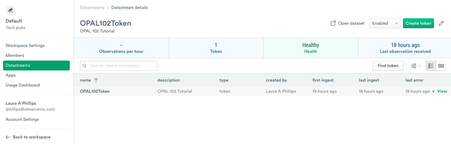 Successfully ingesting data into the datastream