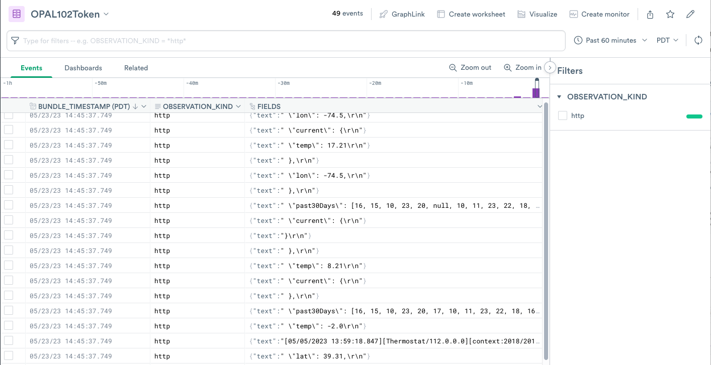 Displaying details about a row of ingested data