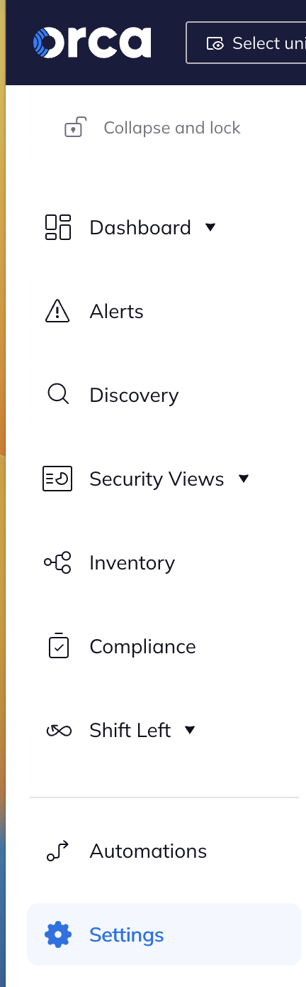 Orca Menu Settings Option