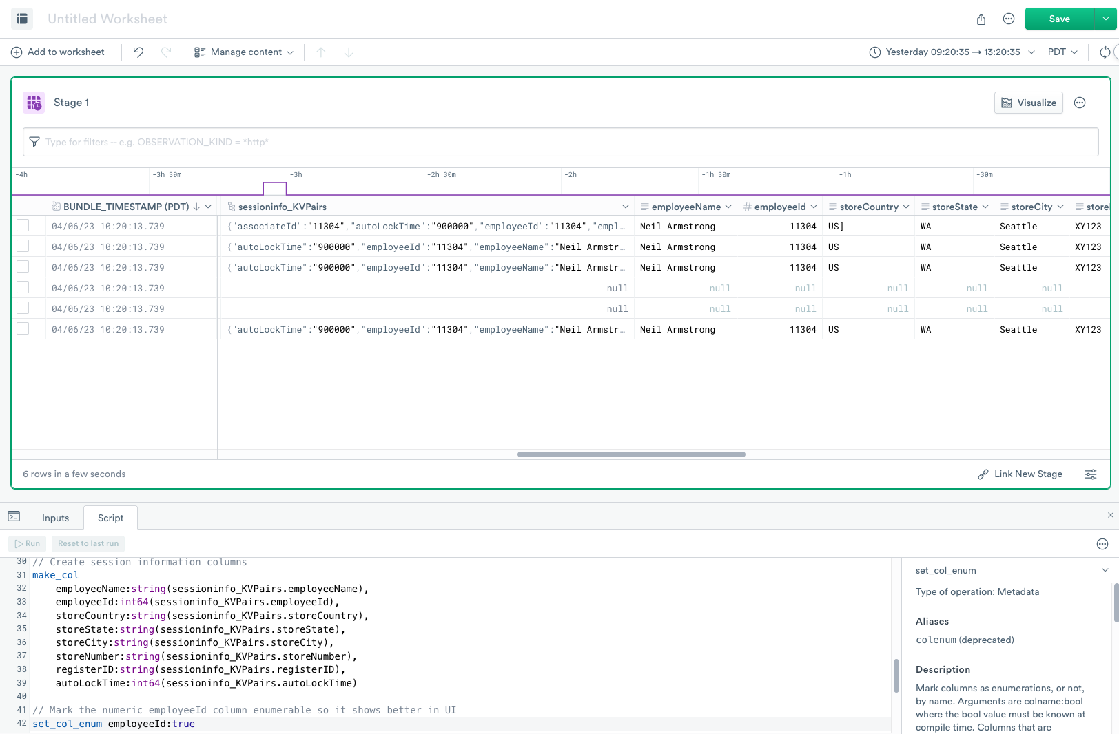 Extracting columns using the parse_kvs function