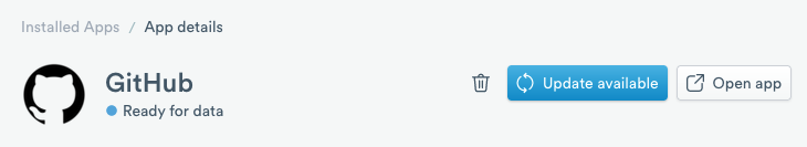 Github app details showing that an update is available.
