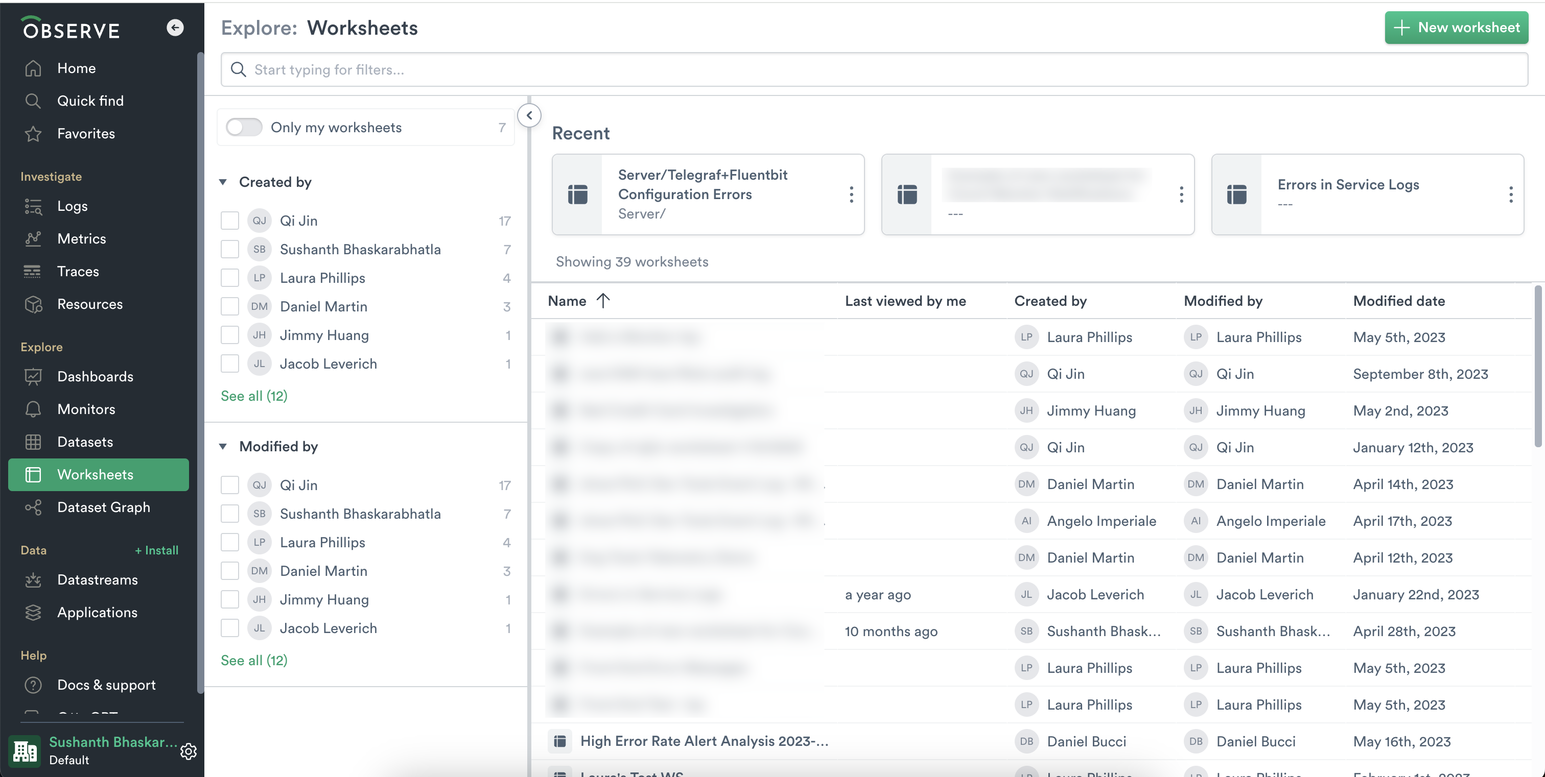 Worksheets Landing Page