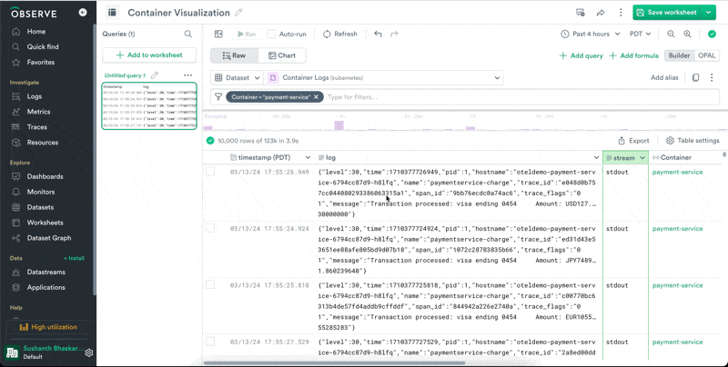 Filtered path by Kubernetes Logs
