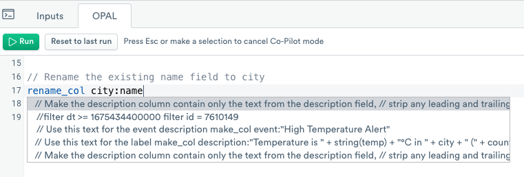 Copilot Suggested Autocomplete Text