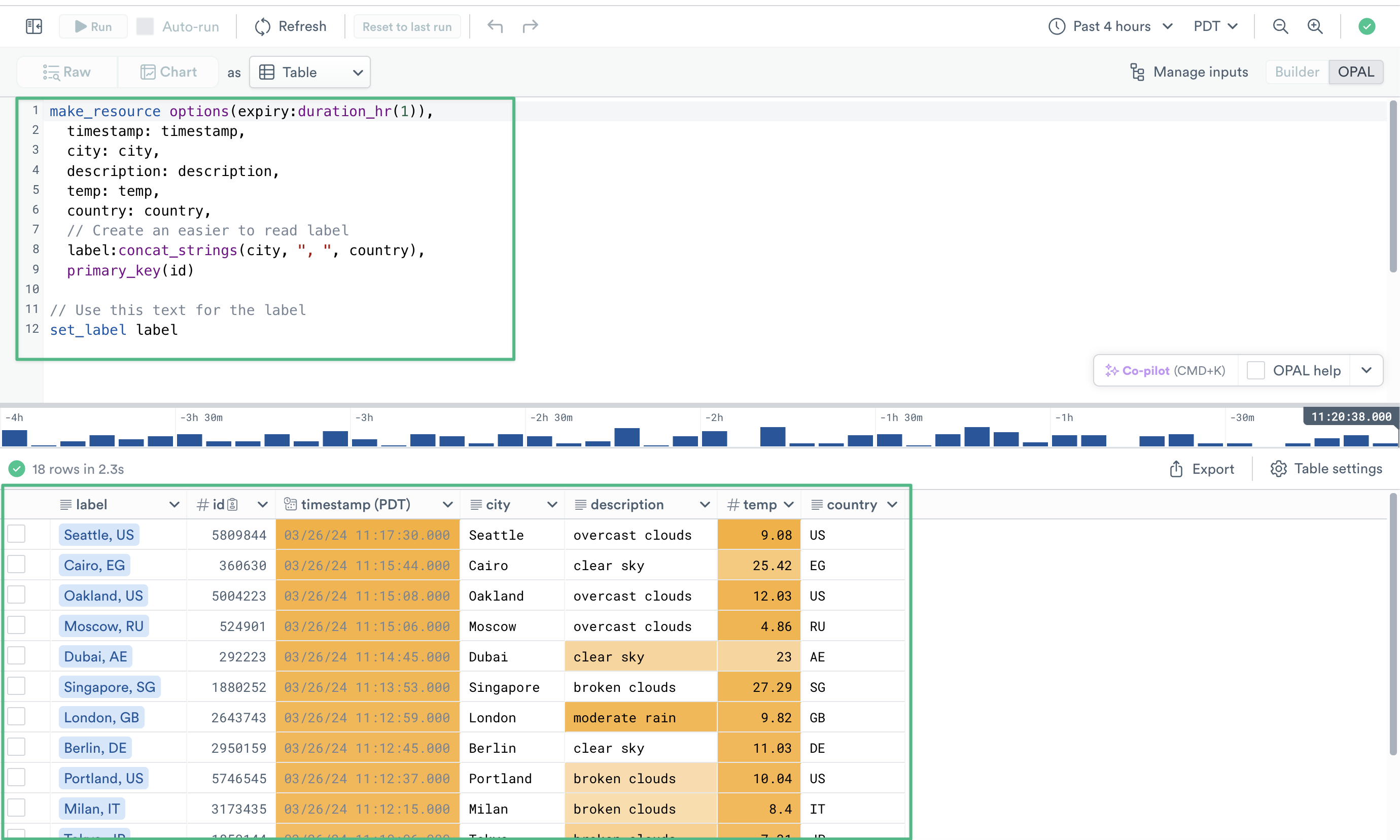 After running OPAL to create a new label column.